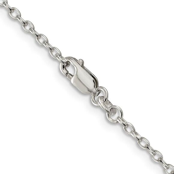 2.25mm, Sterling Silver, Solid Oval Cable Chain Necklace, 26 Inch - Picture 2 of 8